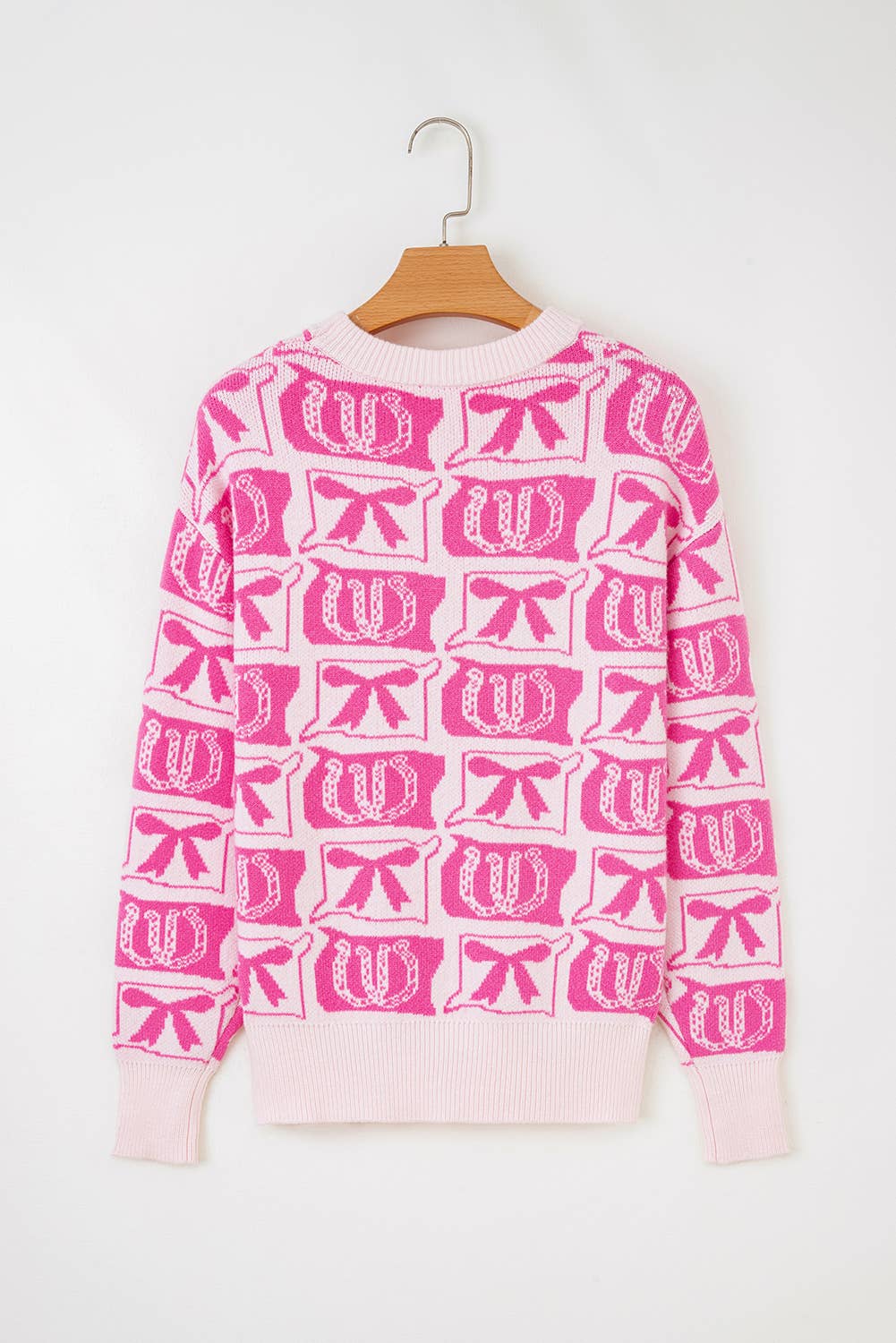 Bows and Horseshoes Pattern Western Sweater (S-4X)