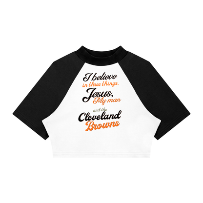 Women’s Color Block Raglan Crop T-Shirt