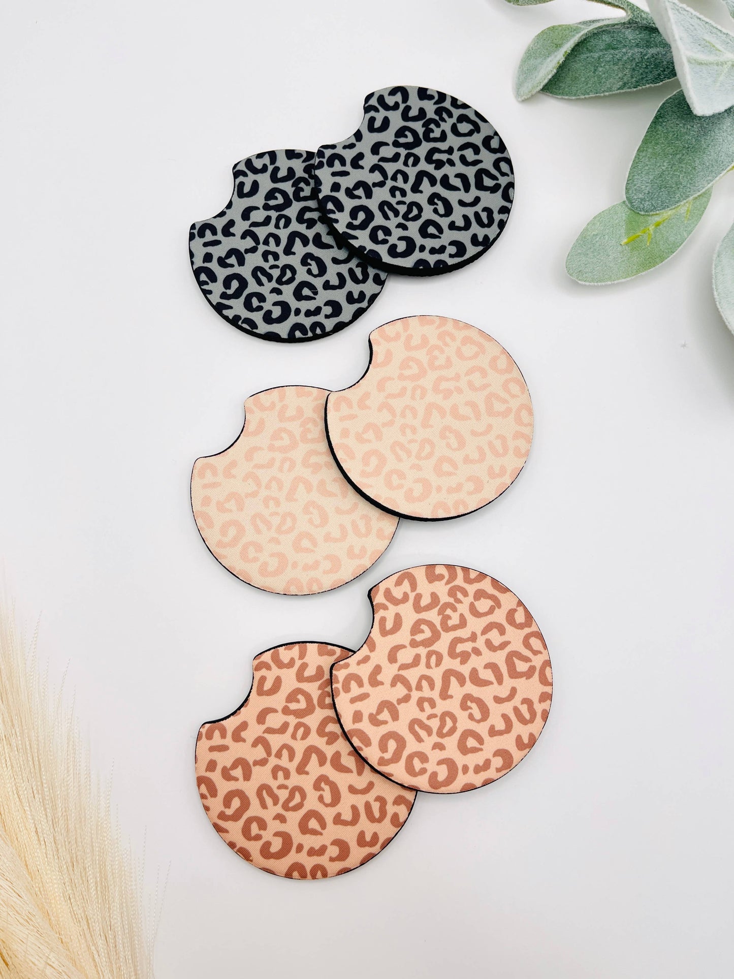 Cheetah Car Coasters - Cute Trendy Neoprene Cup Holder