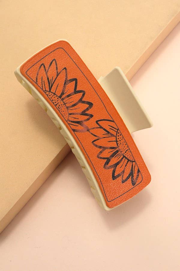 JUMBO FAUX LEATHER WESTERN COWGIRL HAIR CLAW