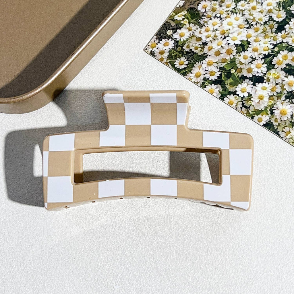 Checkered Hair Claw Clip for Everyday Use
