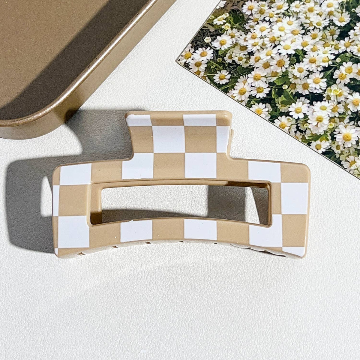 Checkered Hair Claw Clip for Everyday Use