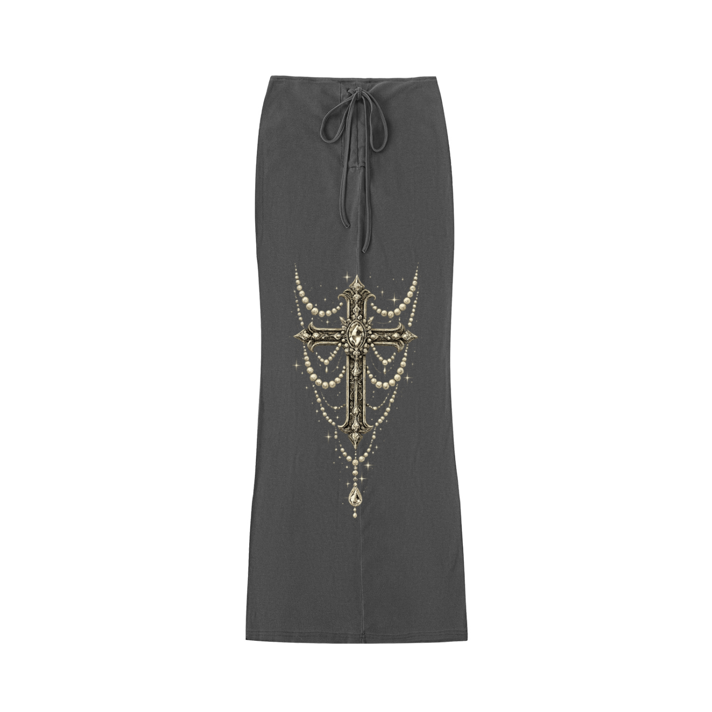 Dyed Washed Drawstring Maxi Skirt