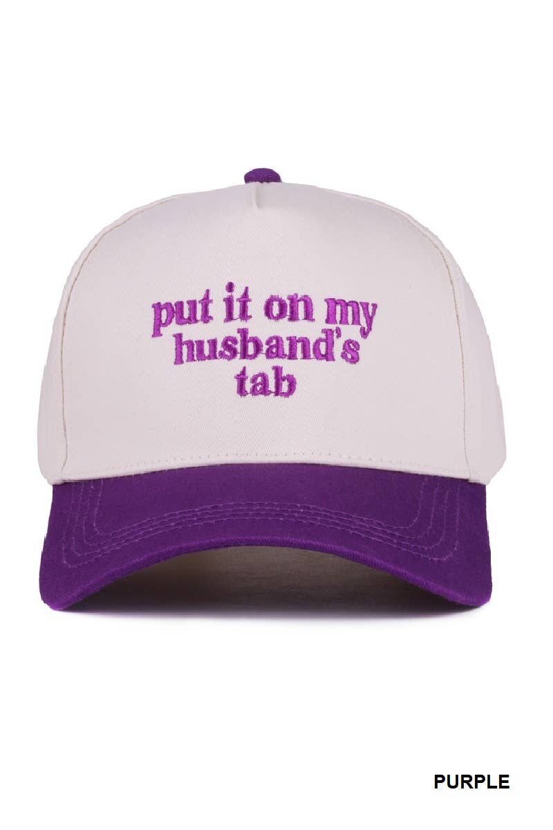 Put It On My Husband's Tab Two Tone Canvas Cotton Cap | FUCHSIA