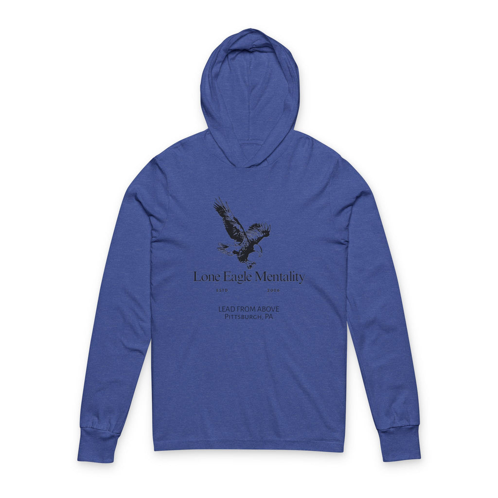 Lone Eagle Mentality Hooded Long Sleeve Tee — Inspirational Eagle Graphic