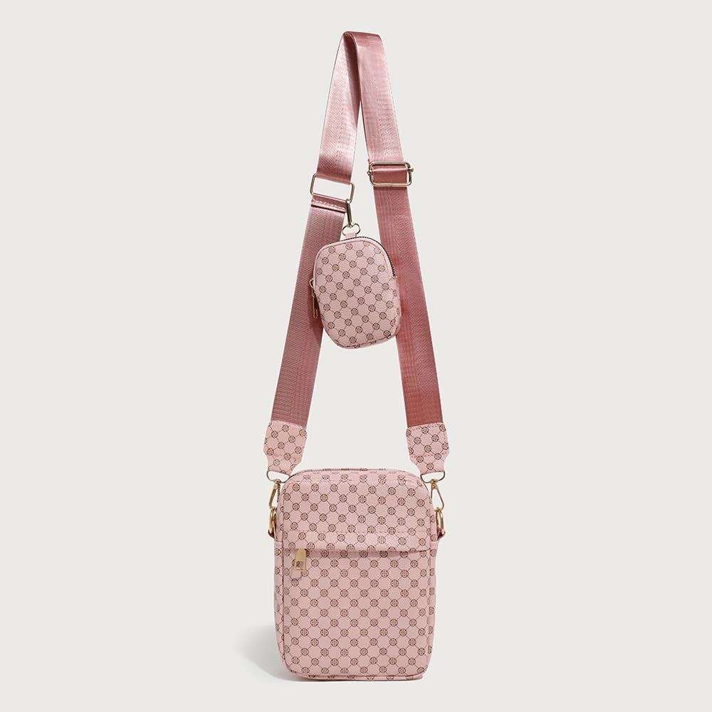 Elegant Vintage Polka Dot Print Crossbody Bag