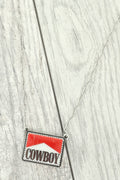 Western Enamel Cowboy Bar Pendant Necklace