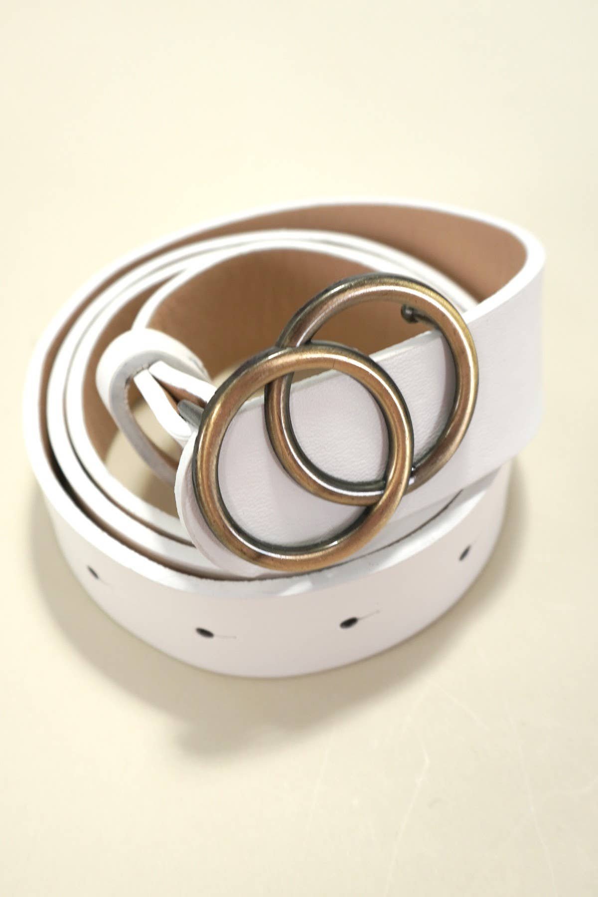 DOUBLE O BUCKLE FAUX LEATHER BELT | BLACK