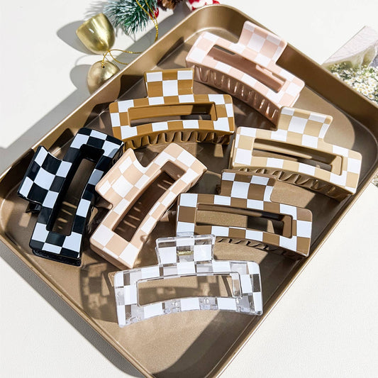 Checkered Hair Claw Clip for Everyday Use