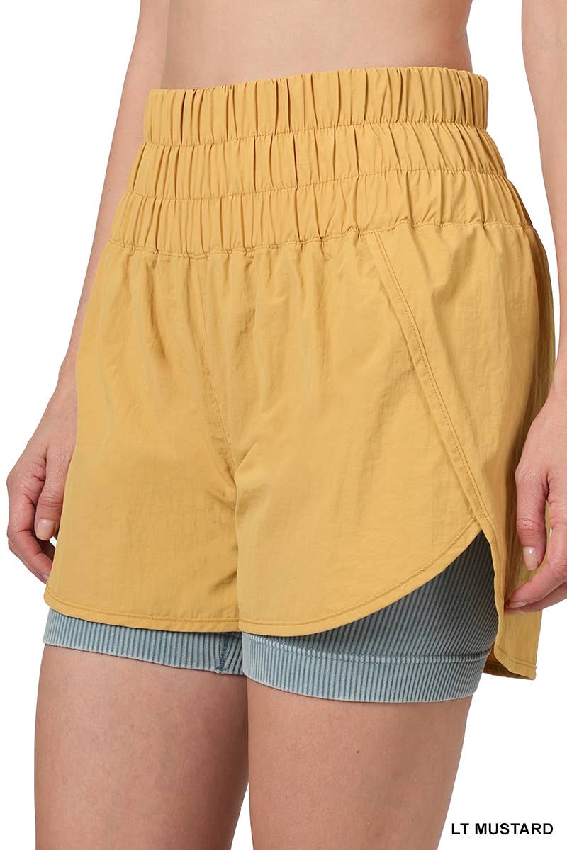 Windbreaker shorts w/ lining & mesh pocket | BLACK