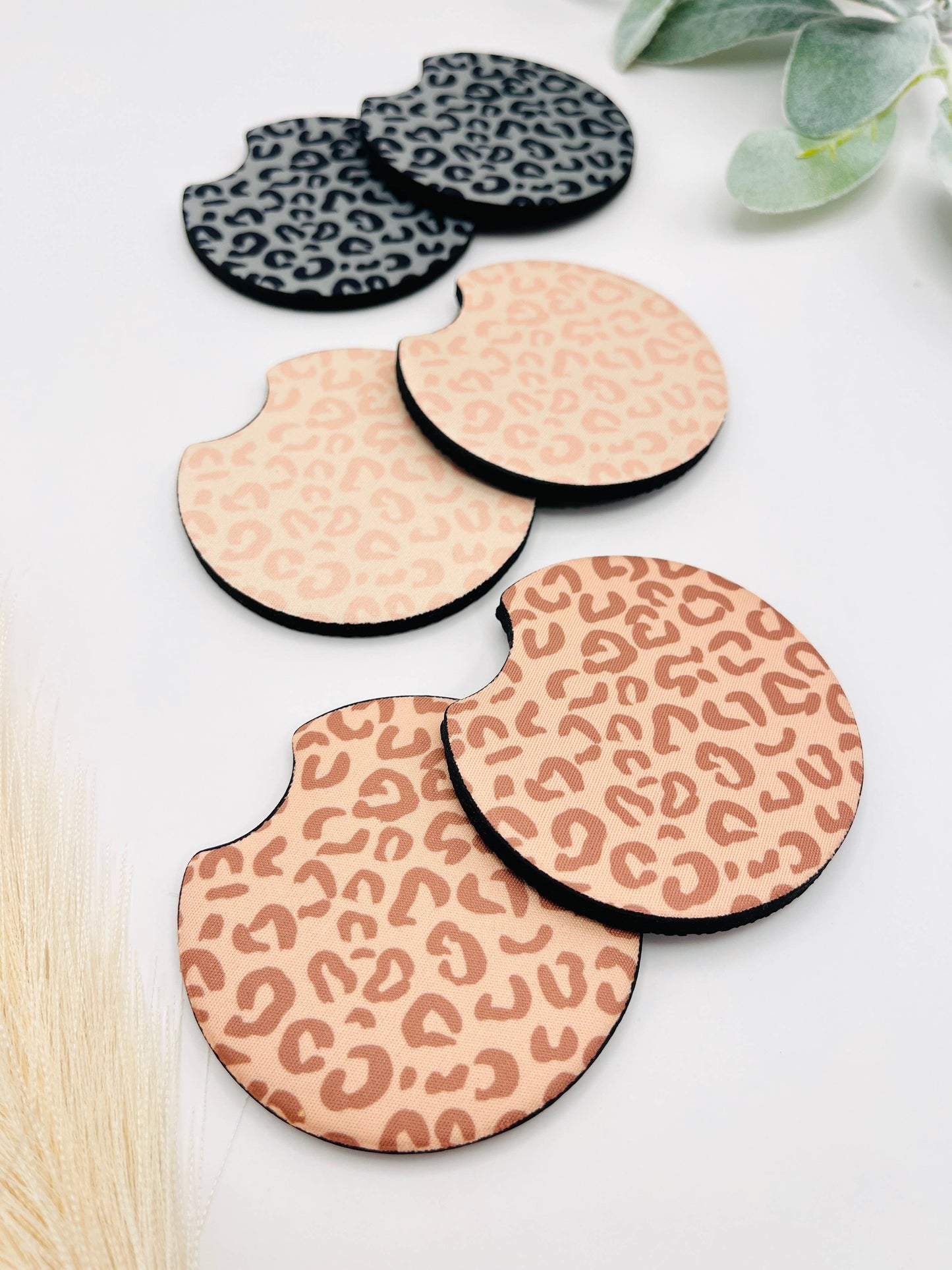 Cheetah Car Coasters - Cute Trendy Neoprene Cup Holder