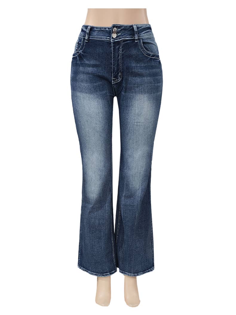 Star-Embroidered Straight-Leg Slim Stretch Jeans