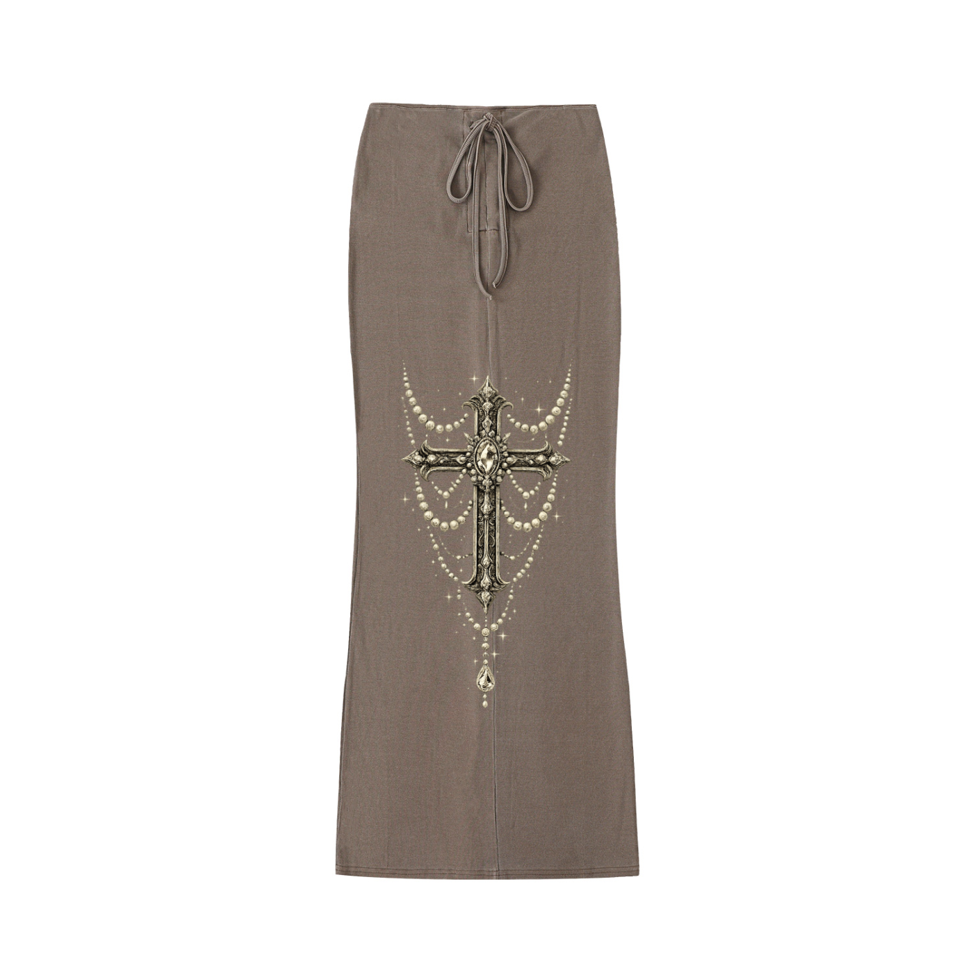 Dyed Washed Drawstring Maxi Skirt