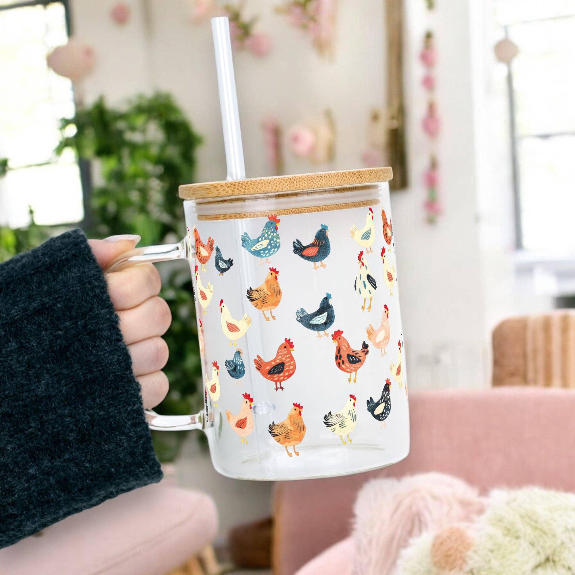 Chicken Lover Cup With Lid and Straw