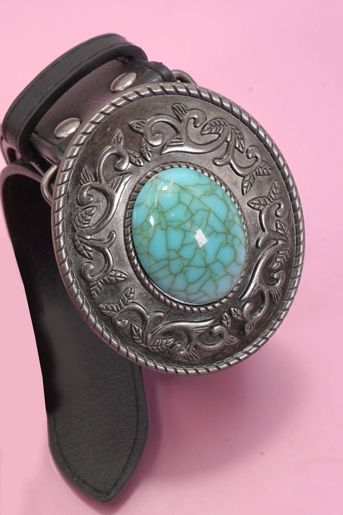 WESTERN OVAL BUCKLE FASHION LEATHER BELT | 40BT655