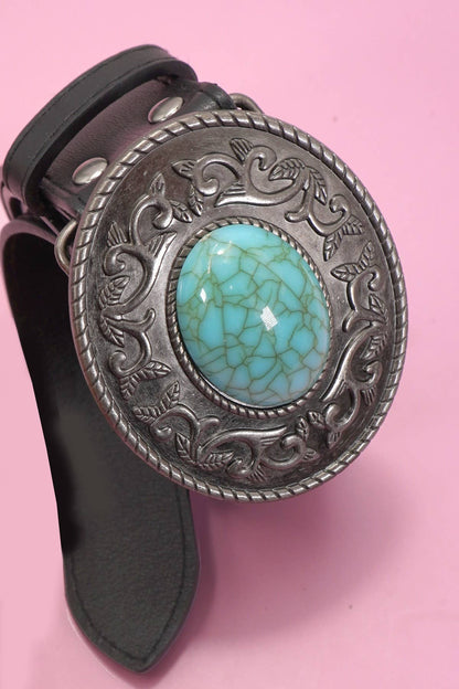 WESTERN OVAL BUCKLE FASHION LEATHER BELT | 40BT655