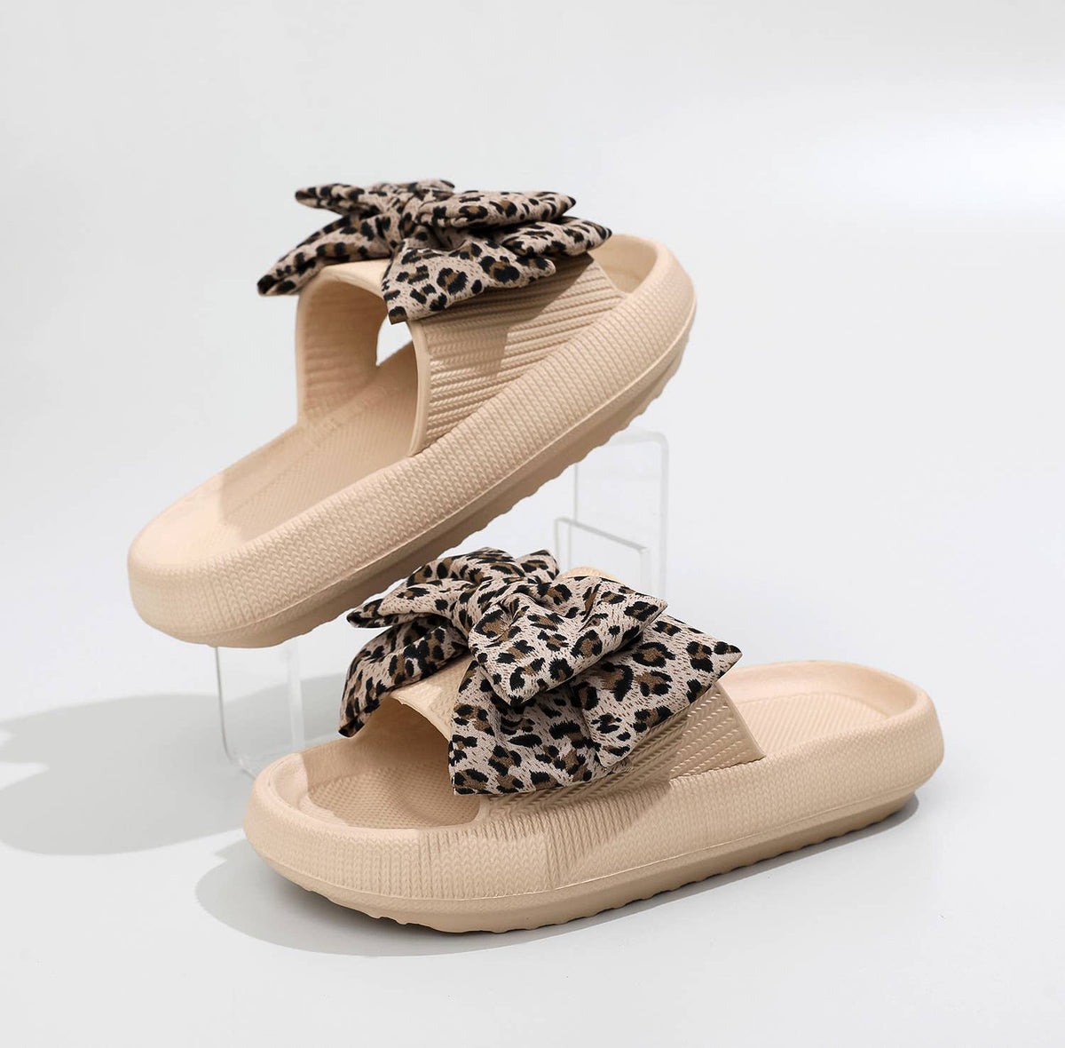 Leopard Print Bow Knot Slippers