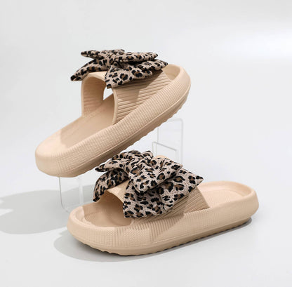 Leopard Print Bow Knot Slippers