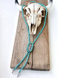 Western Glitter Style Stone Pendant Bolo Tie Necklace