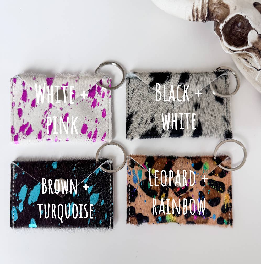 Cowhide Credit Card Holder Keychain - Gift Card holder