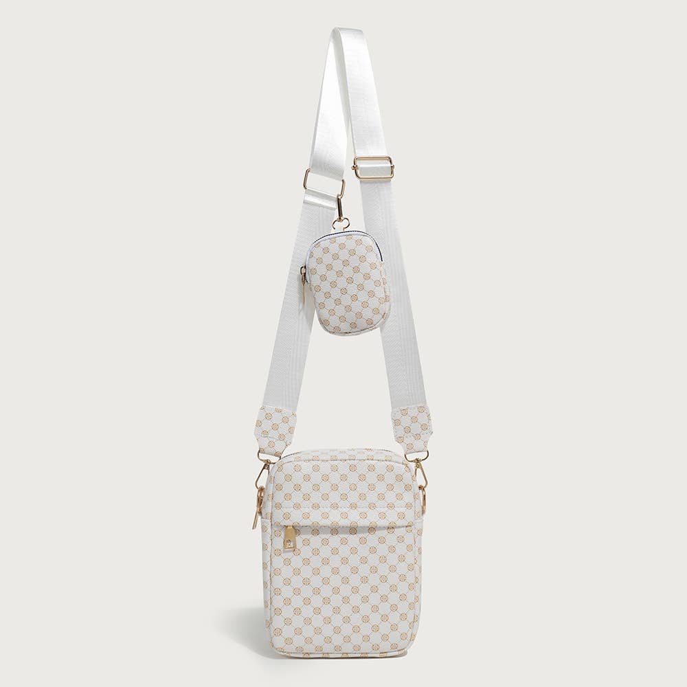 Elegant Vintage Polka Dot Print Crossbody Bag