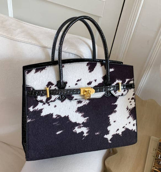 Western Cow Print Handbag Tote Bag