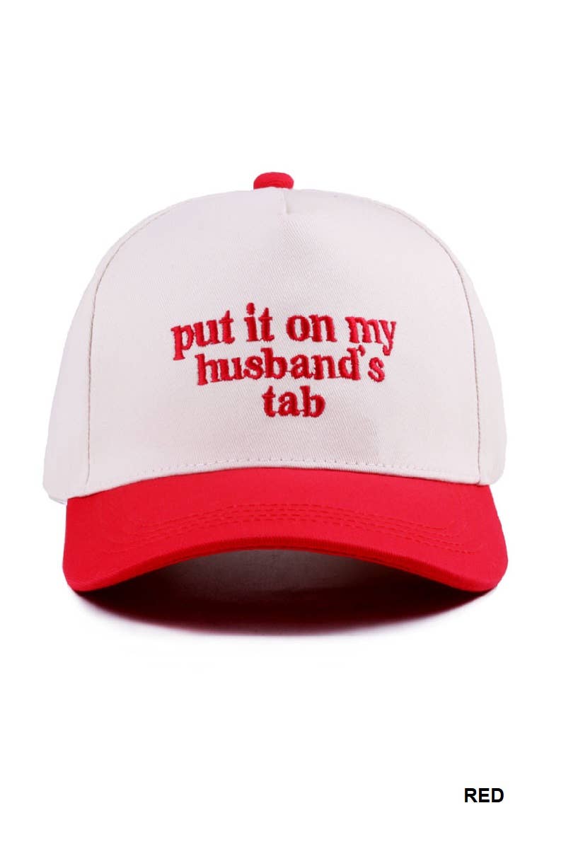 Put It On My Husband's Tab Two Tone Canvas Cotton Cap | FUCHSIA