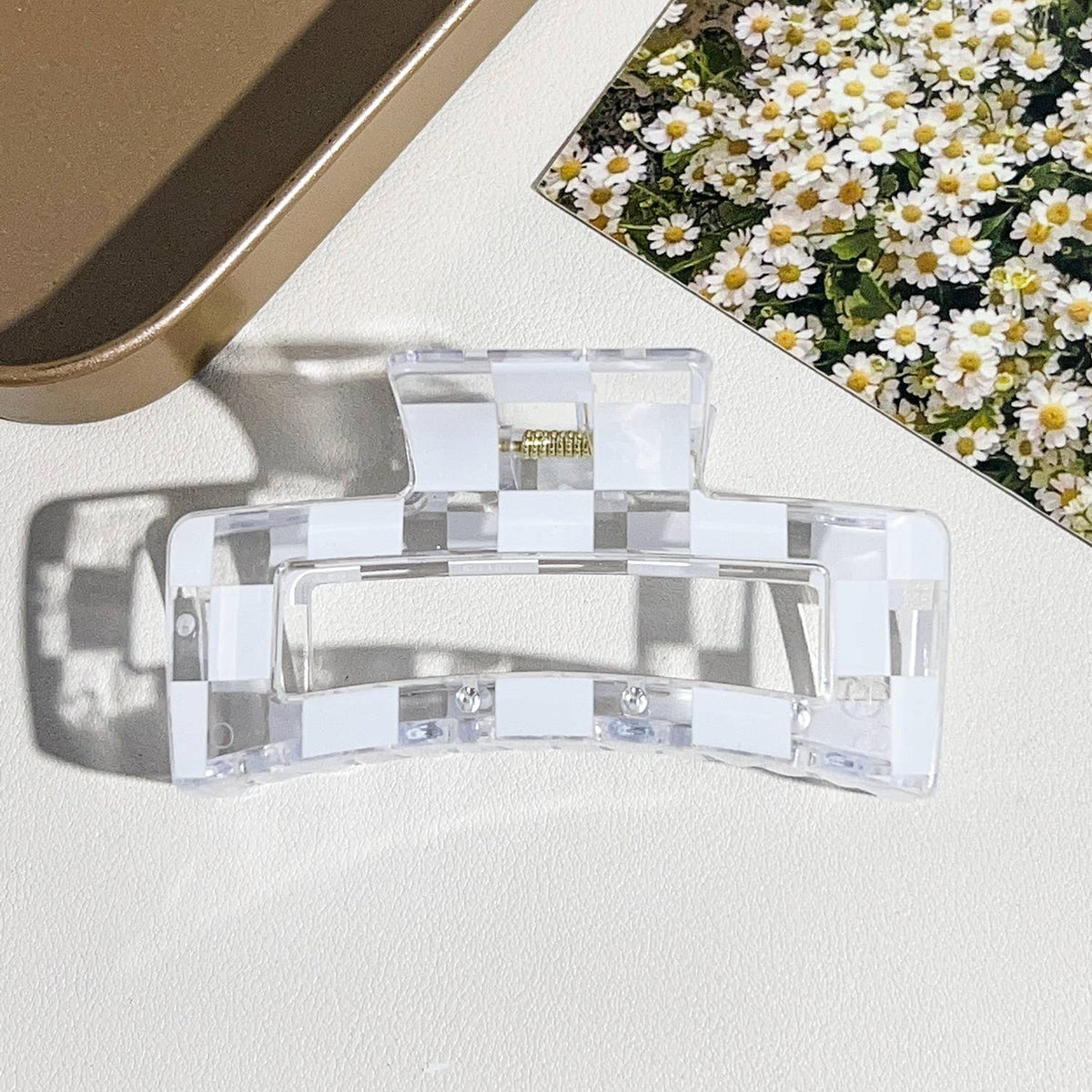 Checkered Hair Claw Clip for Everyday Use
