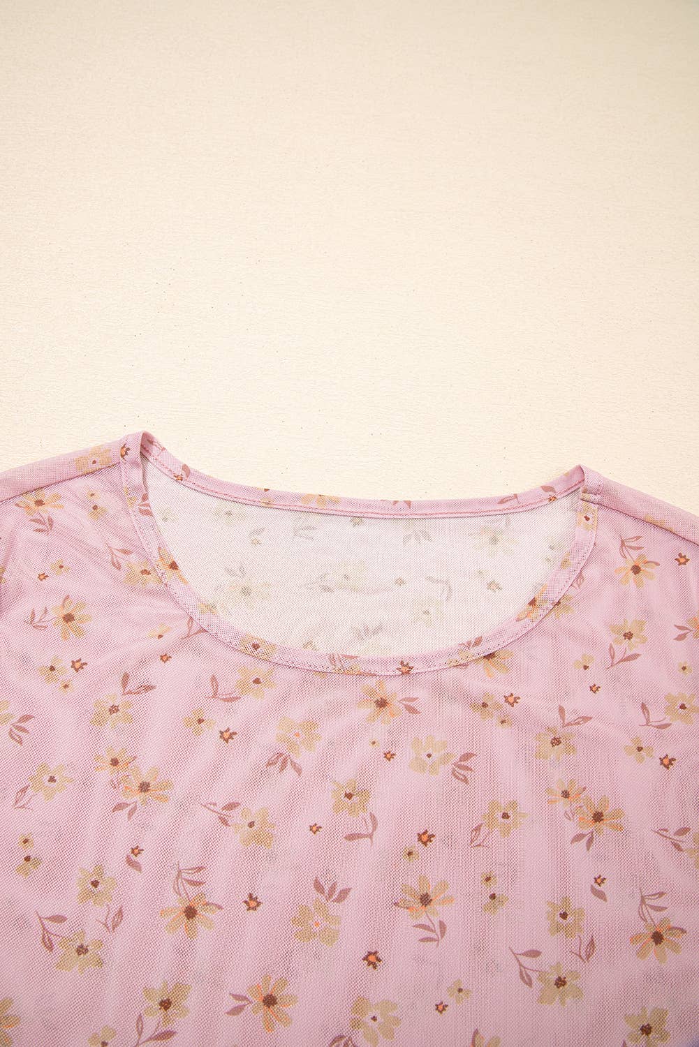 Vintage Floral Print Southern Style Mesh Long Sleeve Top