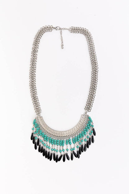 Turquoise Bohemian Fringe Bib Necklace