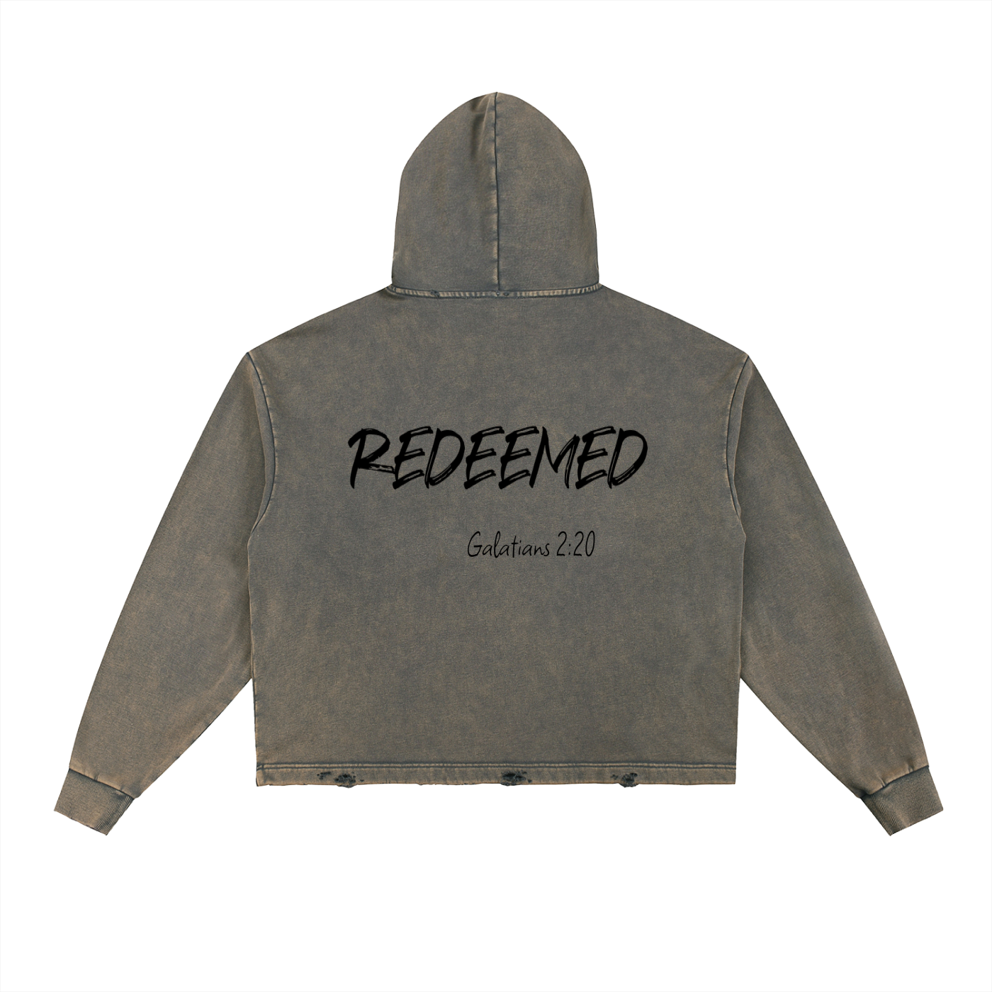 Vintage Washed Frayed-Hem Hoodie