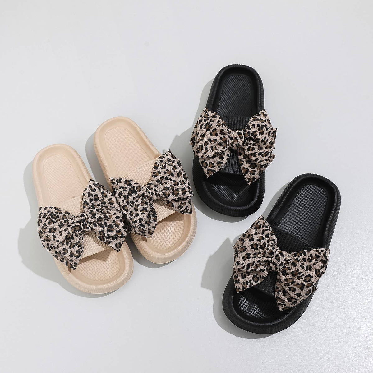 Leopard Print Bow Knot Slippers