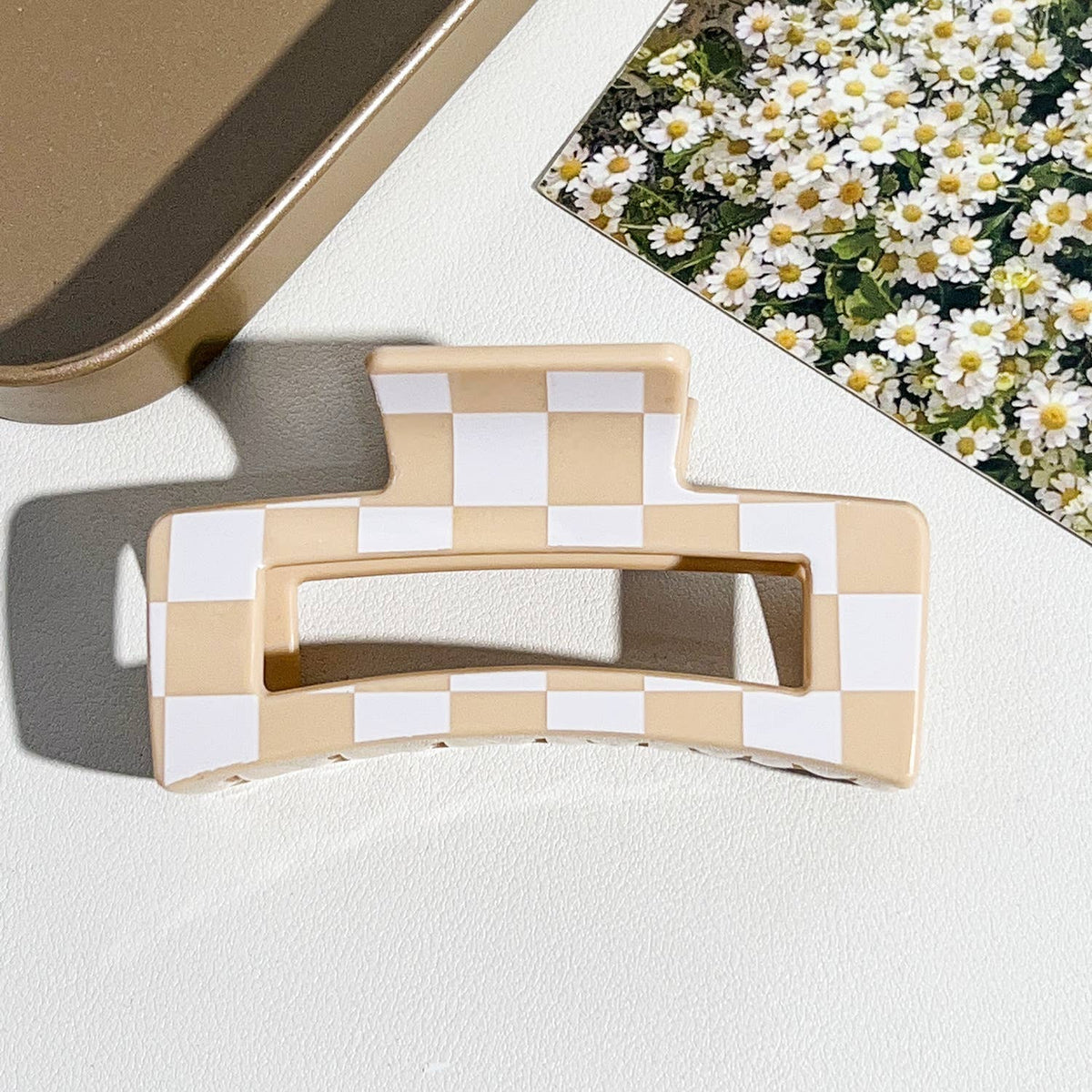 Checkered Hair Claw Clip for Everyday Use