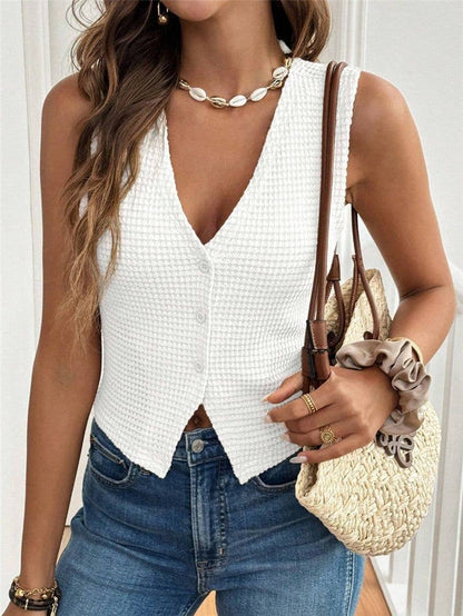 Textured waistcoat Buttoned tank top