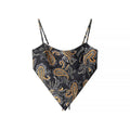 Silk Vintage Print Backless Lace-Up Cropped Camisole Top