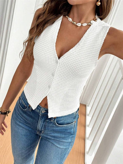 Textured waistcoat Buttoned tank top