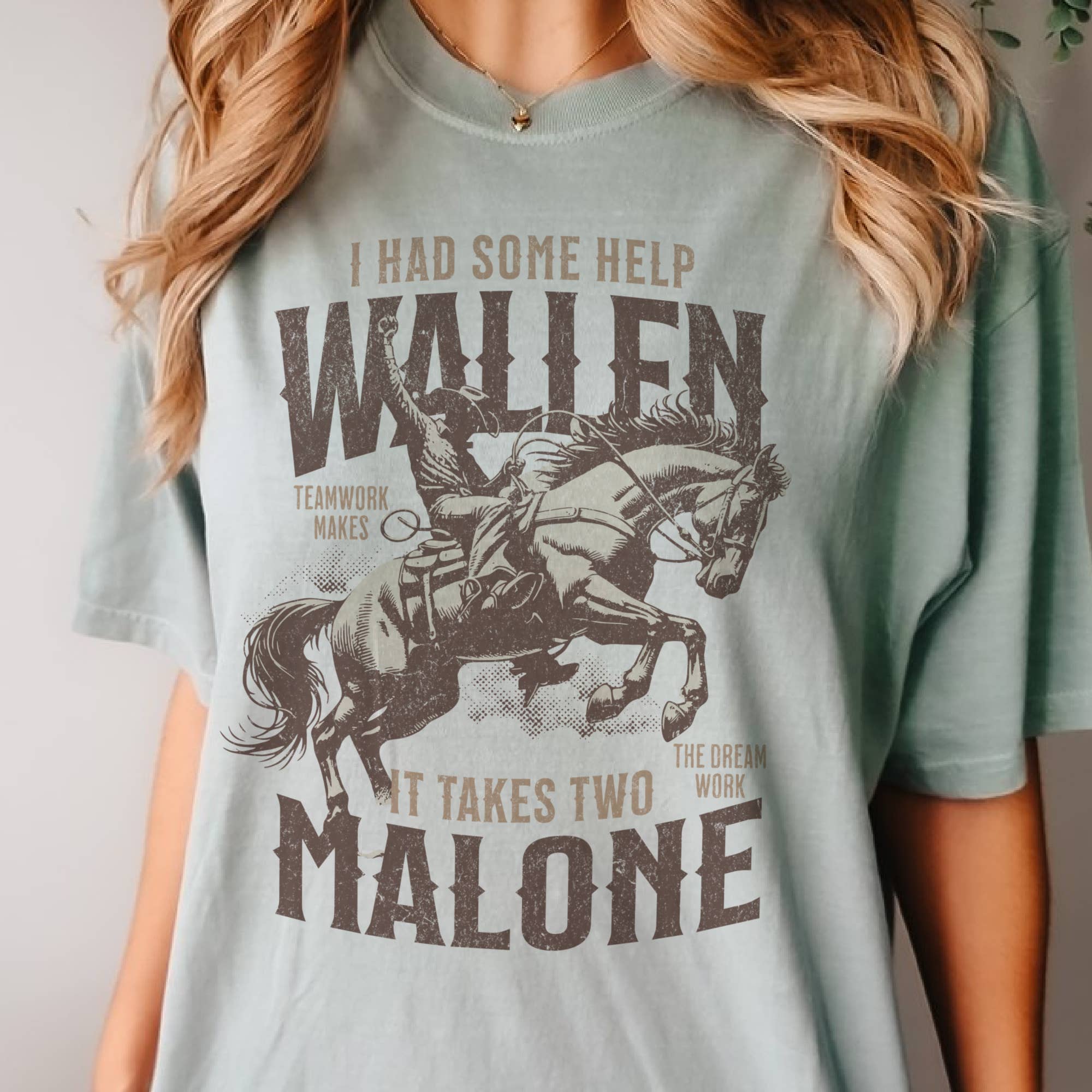 Wallen Malone Country Music Nashville Concert  Graphic Tee: Sage / Small Unisex