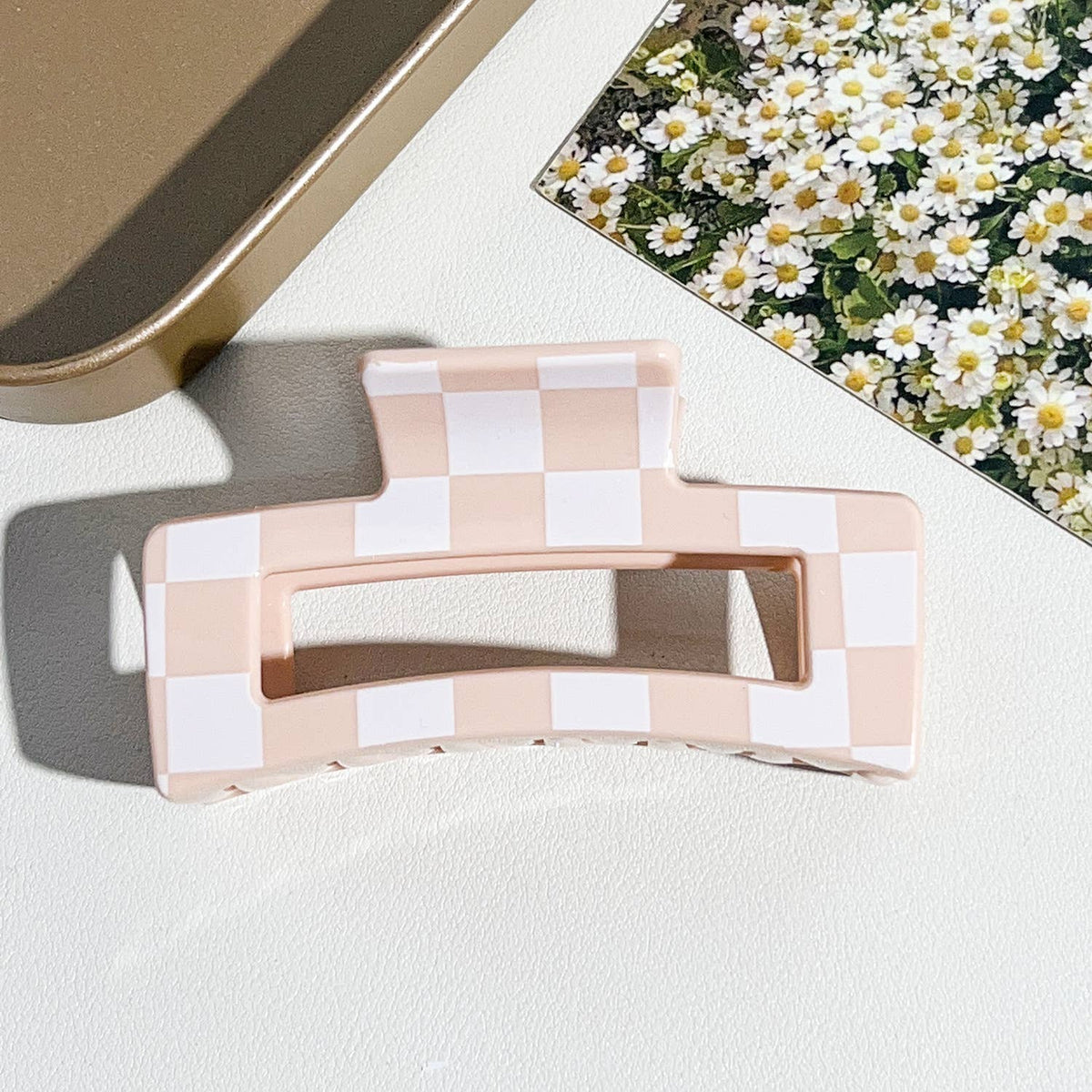 Checkered Hair Claw Clip for Everyday Use