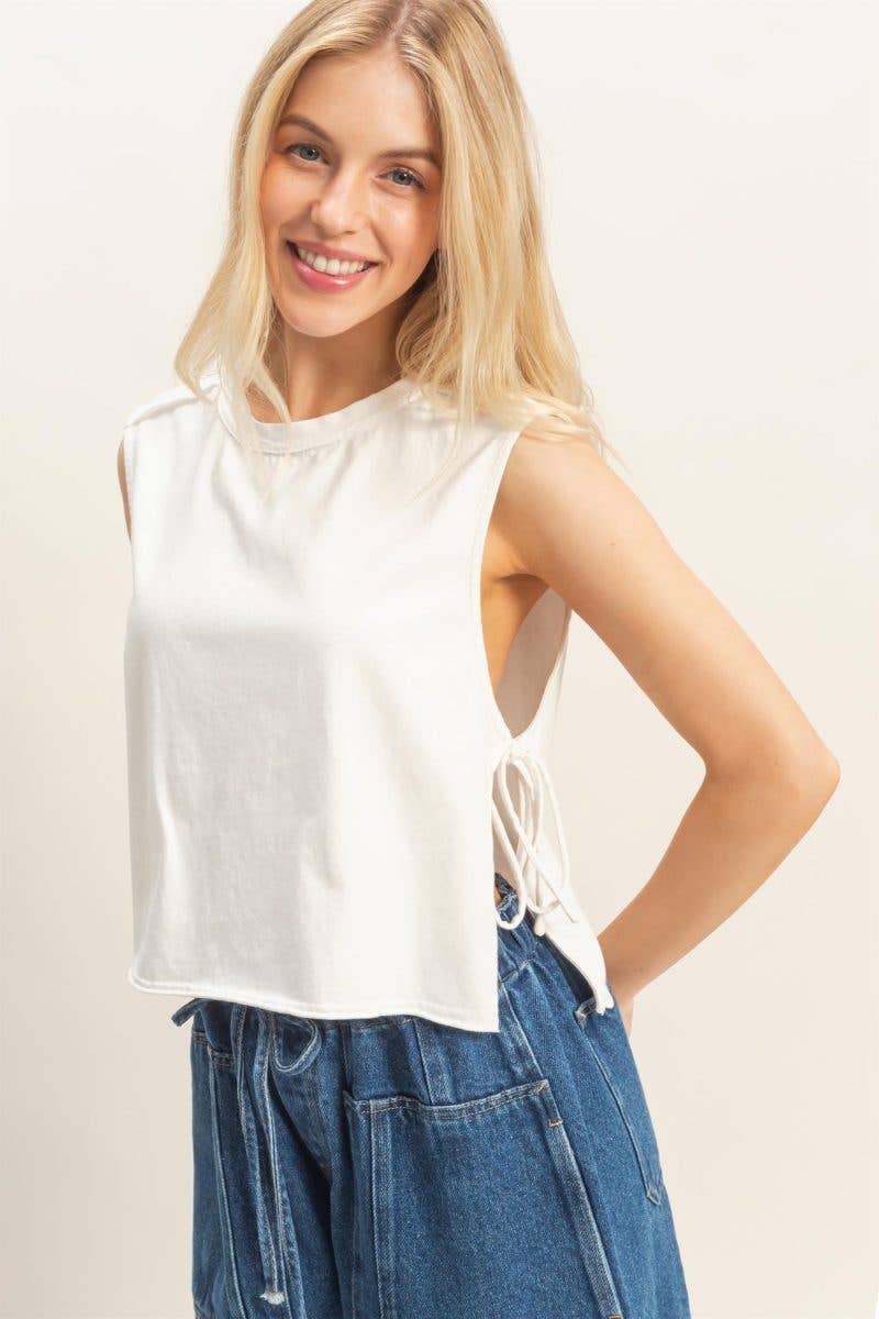 Sleeveless Raw Edge Top