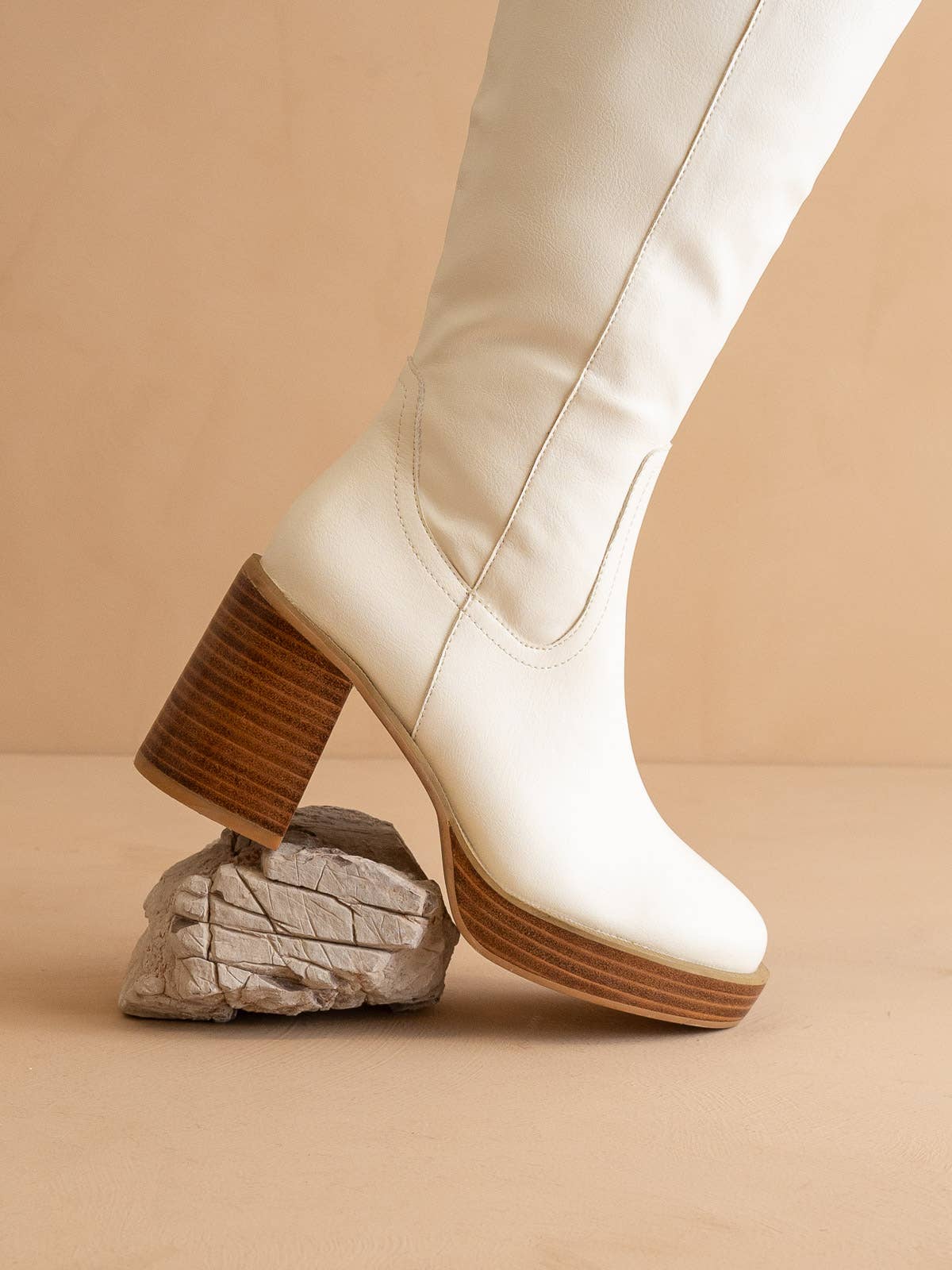 The Juniper White | Platform Knee-High Boots