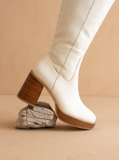 The Juniper White | Platform Knee-High Boots